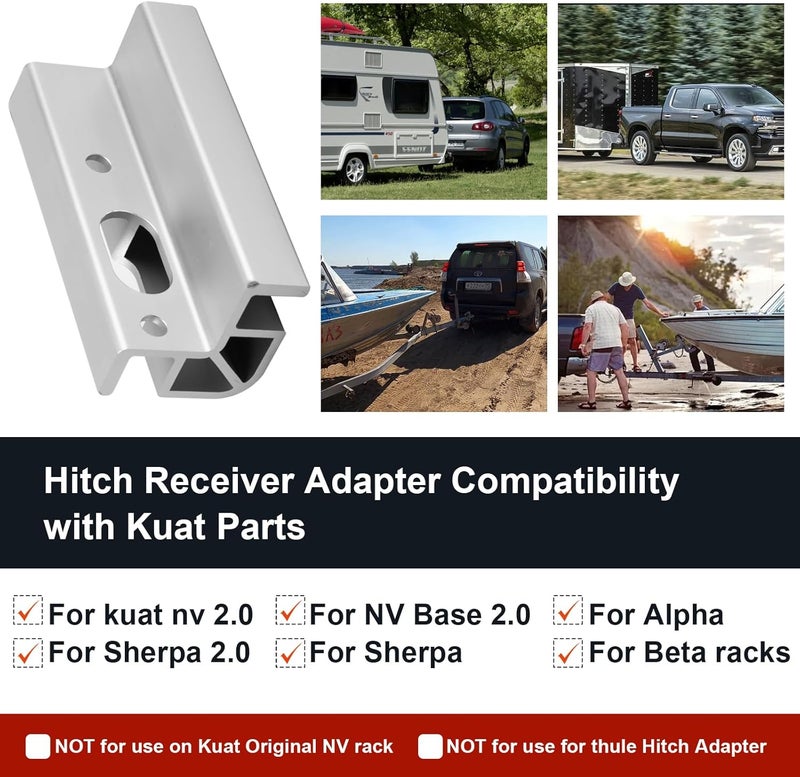 HEBRAR 1.25 to 2 inch Hitch Adapter for Kuat Hitch Adapter Riser, D101 Bike Rack Hitch Adapter Replacement for Kuat Bike Rack Parts Compatible with Kuat Sherpa 2.0, NV 2.0, NV Base 2.0, Alpha, Beta Racks - Image 3